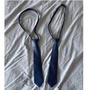 Set of Two Kids Blue Geometric Pattern Zipper Tie Formal Neckwear